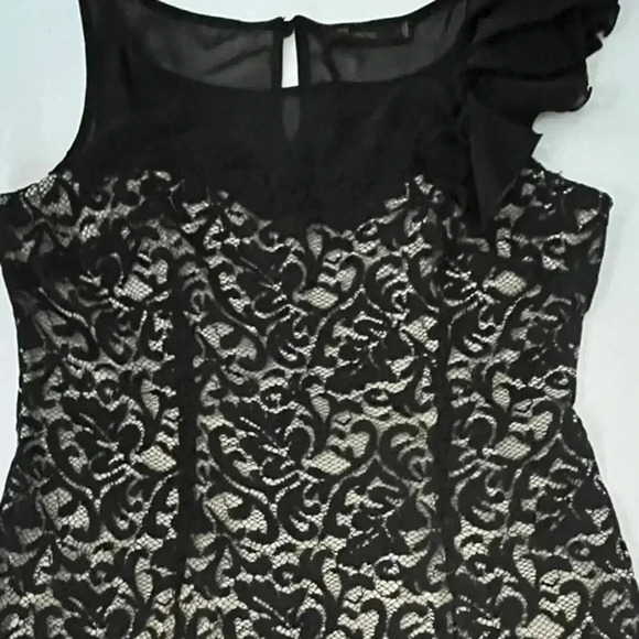 Whimsigoth Black Lace Cocktail Dress‎ One Shoulder Rosette The Limited L - Picture 6 of 16
